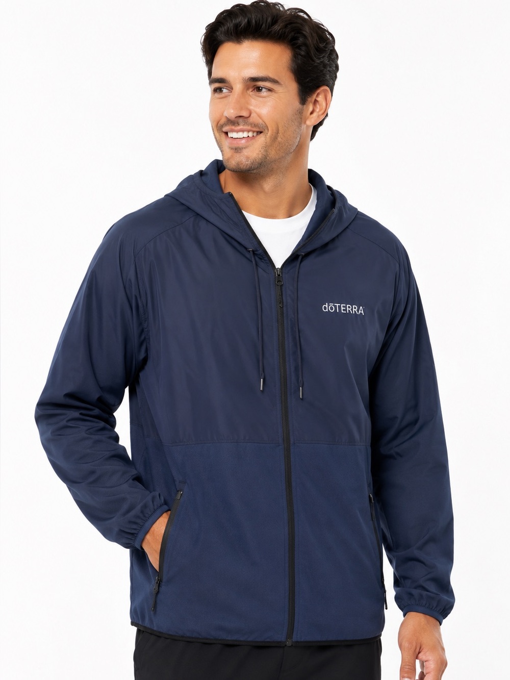 doTERRA Men’s Navy Blue Zip-up Athletic Jacket with Hood 2XL